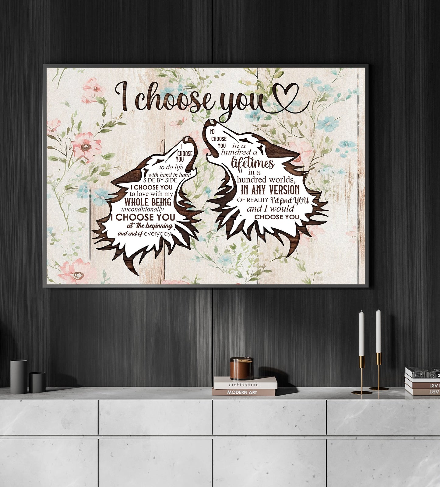 I Choose You To Do Life With, Valentine's Day Wolf Canvas Painting, Love Wall Art Decor - Valentines Poster Gift For Wolf Lovers