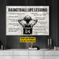 Basketball Life Lessons Believe In Yourself, Personalized Motivational Basketball Canvas Painting, Inspirational Quotes Wall Art Decor, Poster Gift For Basketball Lovers