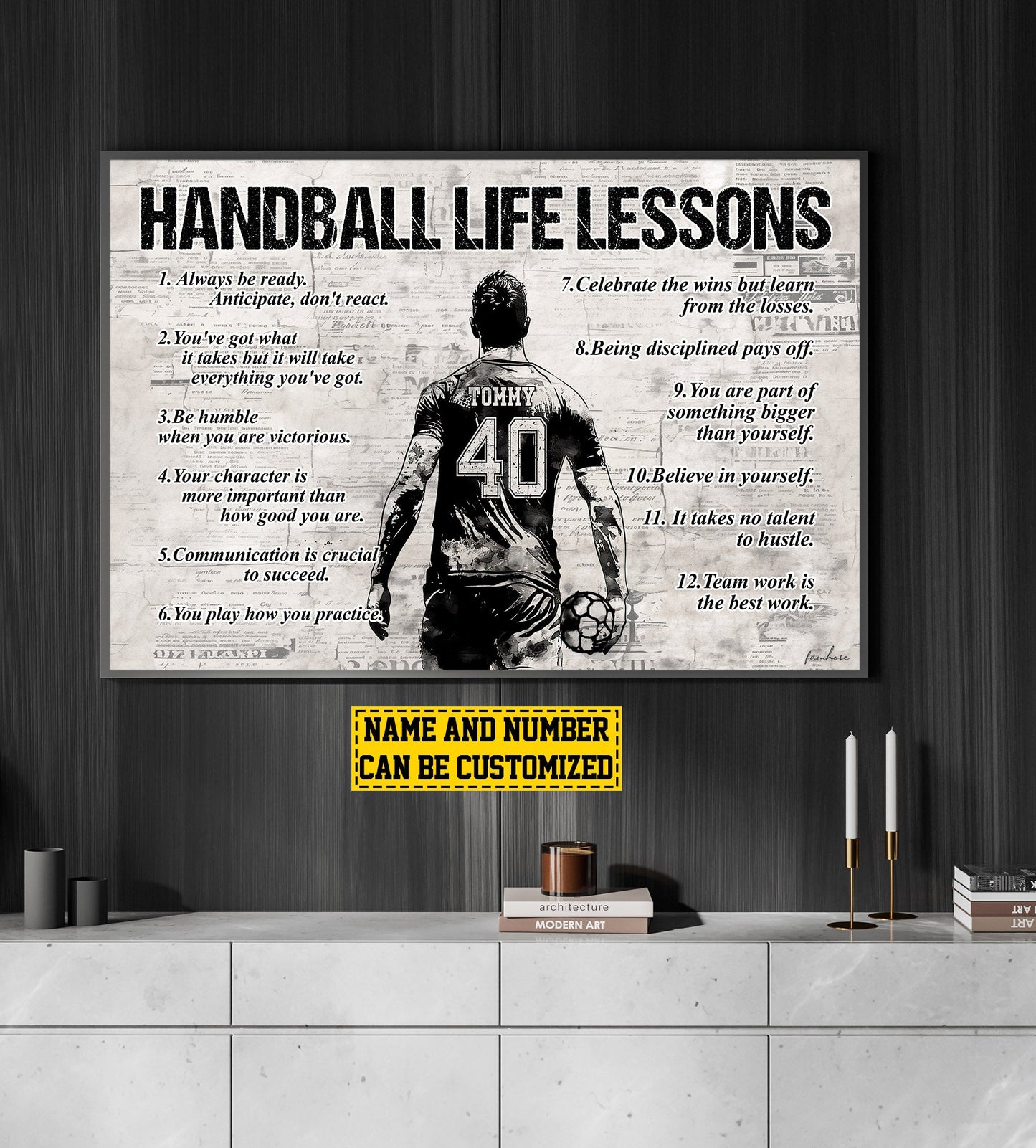 Personalized Motivational Handball Boy Canvas Painting, Handball Life Lessons, Inspirational Quotes Wall Art Decor, Poster Gift For Handball Man Lovers