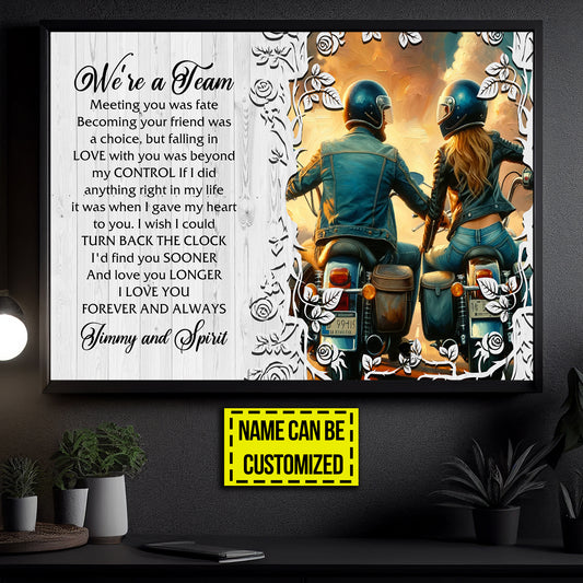 Personalized Valentine's Day Biker, Falling In Love With You, Couple Canvas Painting, Inspirational Quotes Wall Art Decor, Valentines Poster Gift Biker Lovers