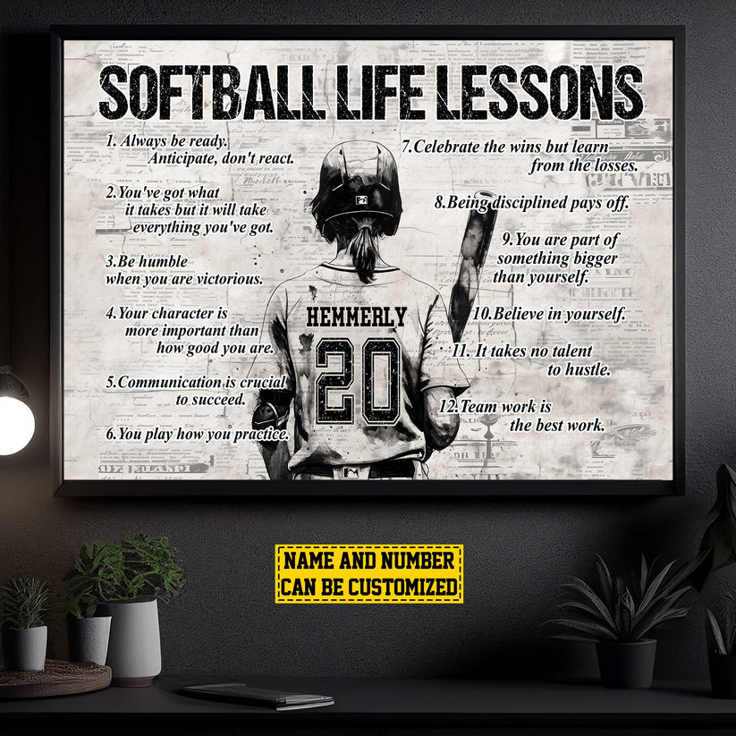 Softball Girl Life Lessons Always Be Ready, Personalized Motivational ...