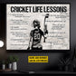 Cricket Life Lessons, Personalized Motivational Cricket Canvas Painting, Inspirational Quotes Wall Art Decor, Poster Gift For Cricket Lovers