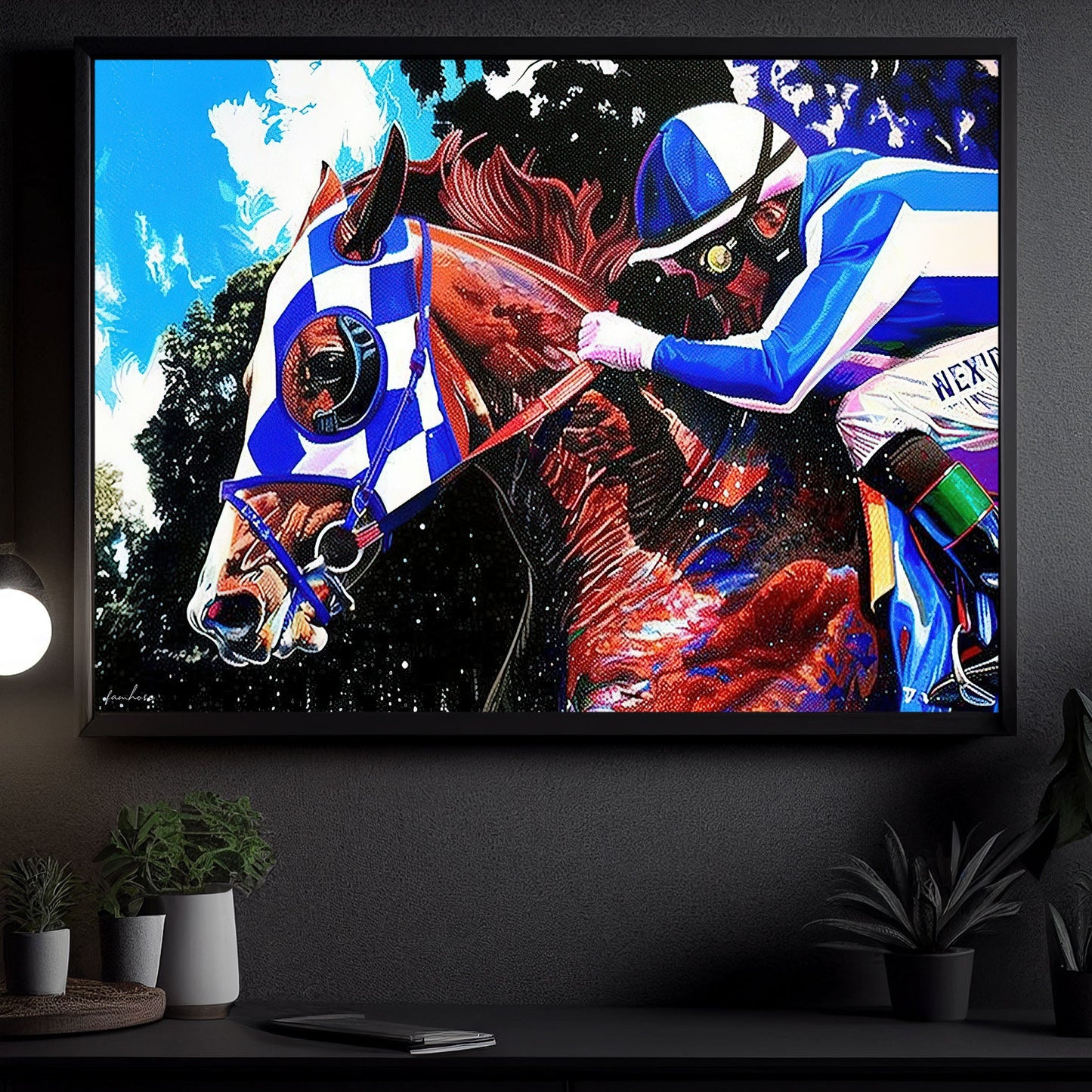 Secretariat Canvas Painting, Head Up Heel Down, Jockey Wall Art Decor, Poster Gift For Horse Racing Lovers