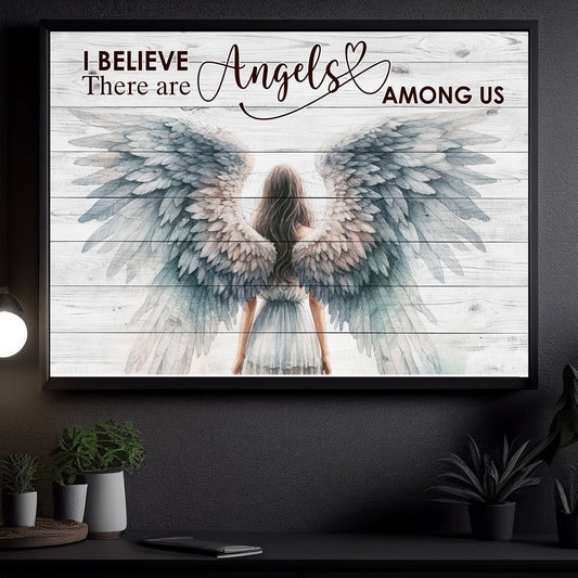 I Believe Angels, Motivational Canvas Painting, Inspirational Quotes Wall Art Decor, Poster Gift For Angel Lovers