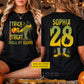Funny Personalized Halloween Softball Two-sided T-shirt, Trick Or Treat Smell My Cleats Tees Spooky Season Gift For Softball Lover