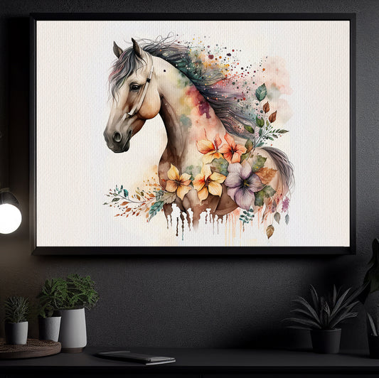 Striking Floral Horse Canvas Wall Art - Modern Animal Poster Gift | Vibrant Home Artwork Print For Living Room (Copy)