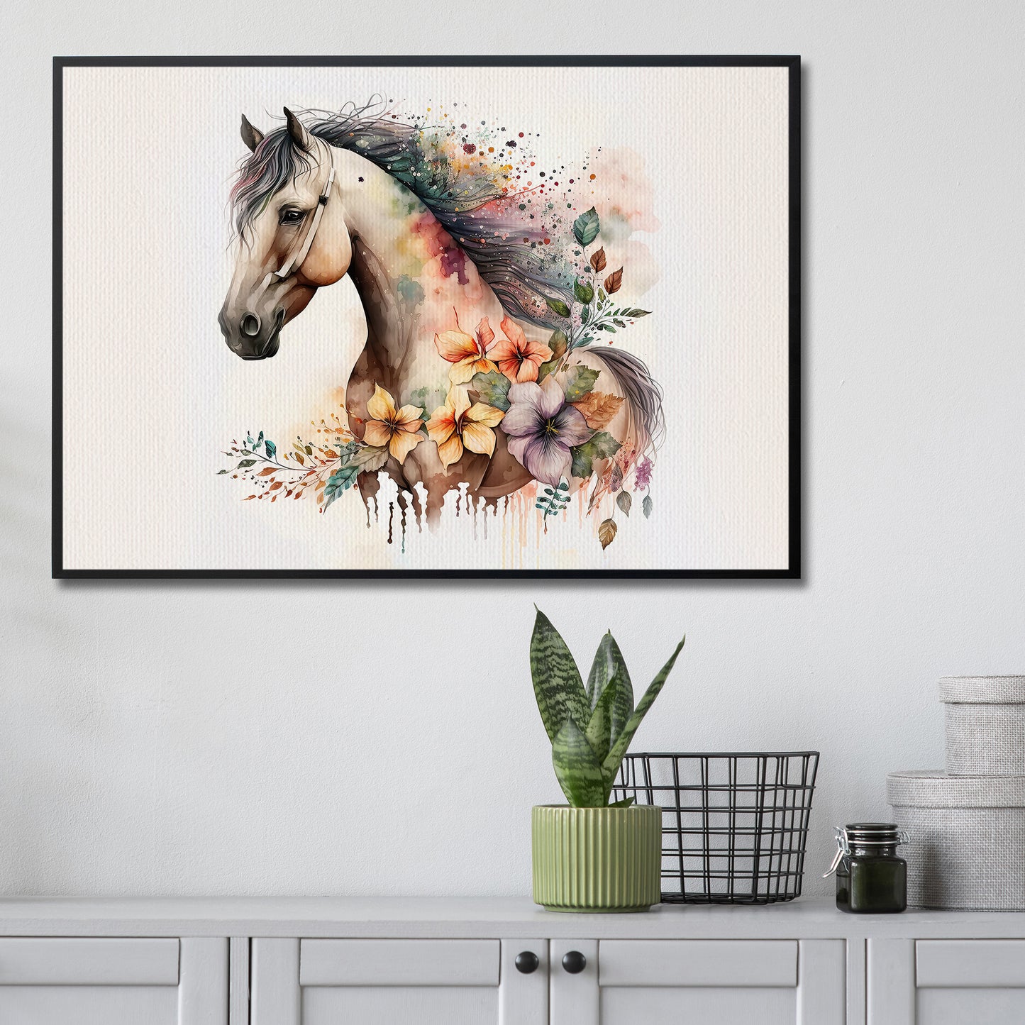 Striking Floral Horse Canvas Wall Art - Modern Animal Poster Gift | Vibrant Home Artwork Print For Living Room (Copy)