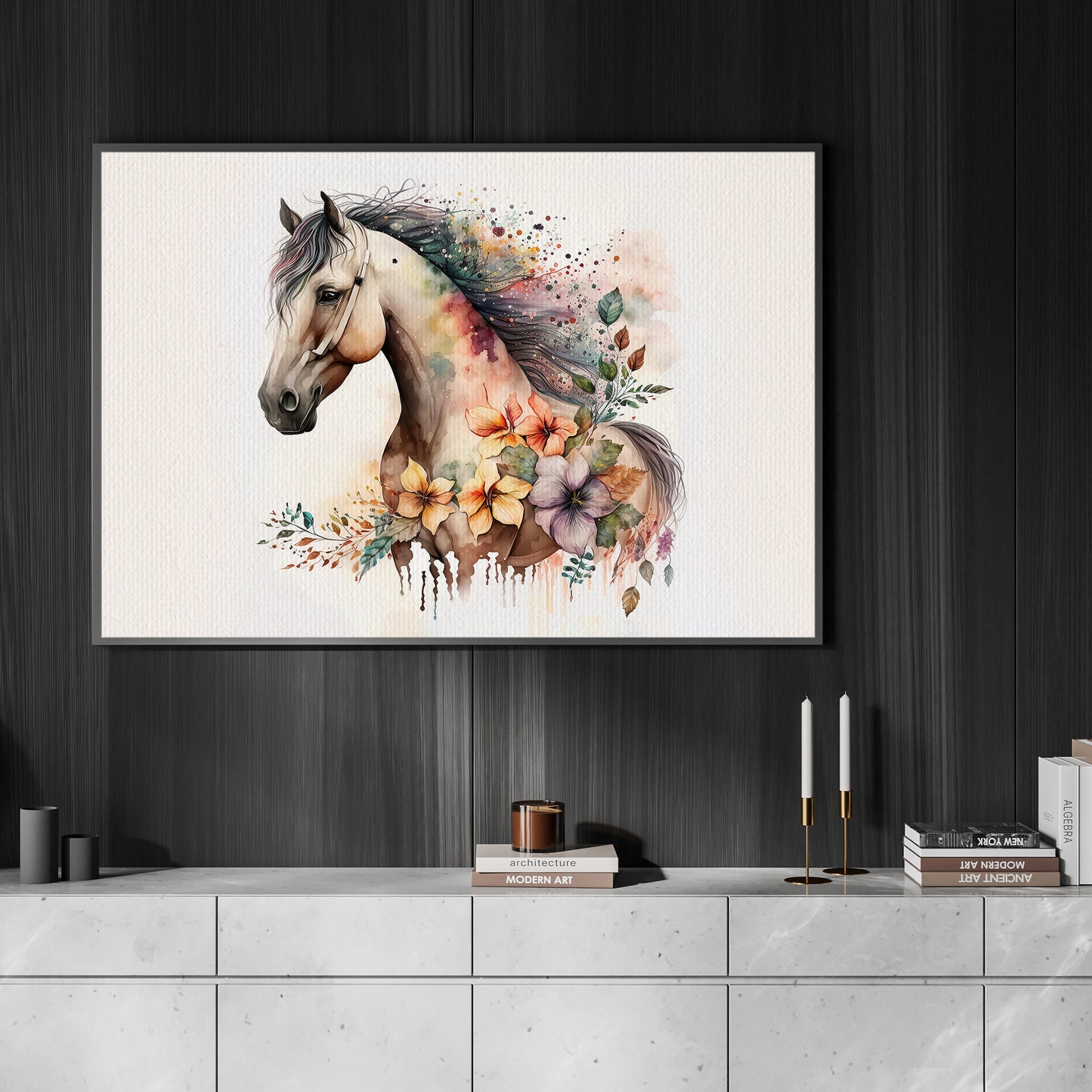 Striking Floral Horse Canvas Wall Art - Modern Animal Poster Gift | Vibrant Home Artwork Print For Living Room (Copy)