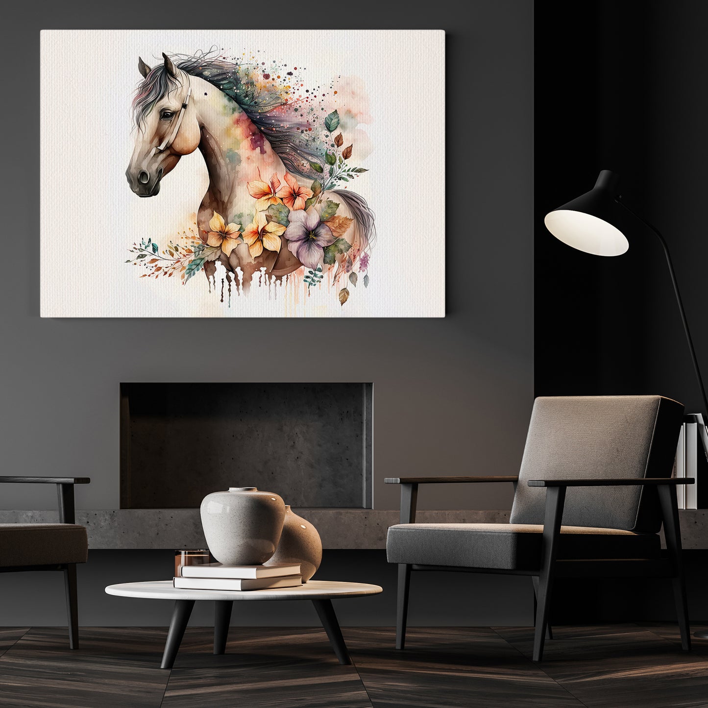 Striking Floral Horse Canvas Wall Art - Modern Animal Poster Gift | Vibrant Home Artwork Print For Living Room (Copy)