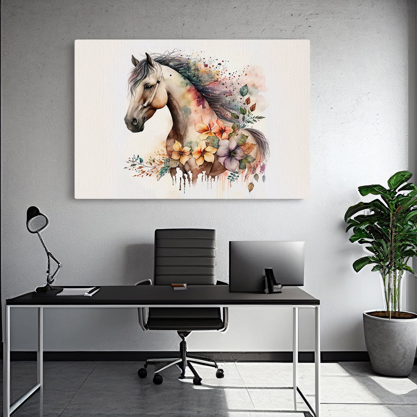 Striking Floral Horse Canvas Wall Art - Modern Animal Poster Gift | Vibrant Home Artwork Print For Living Room (Copy)