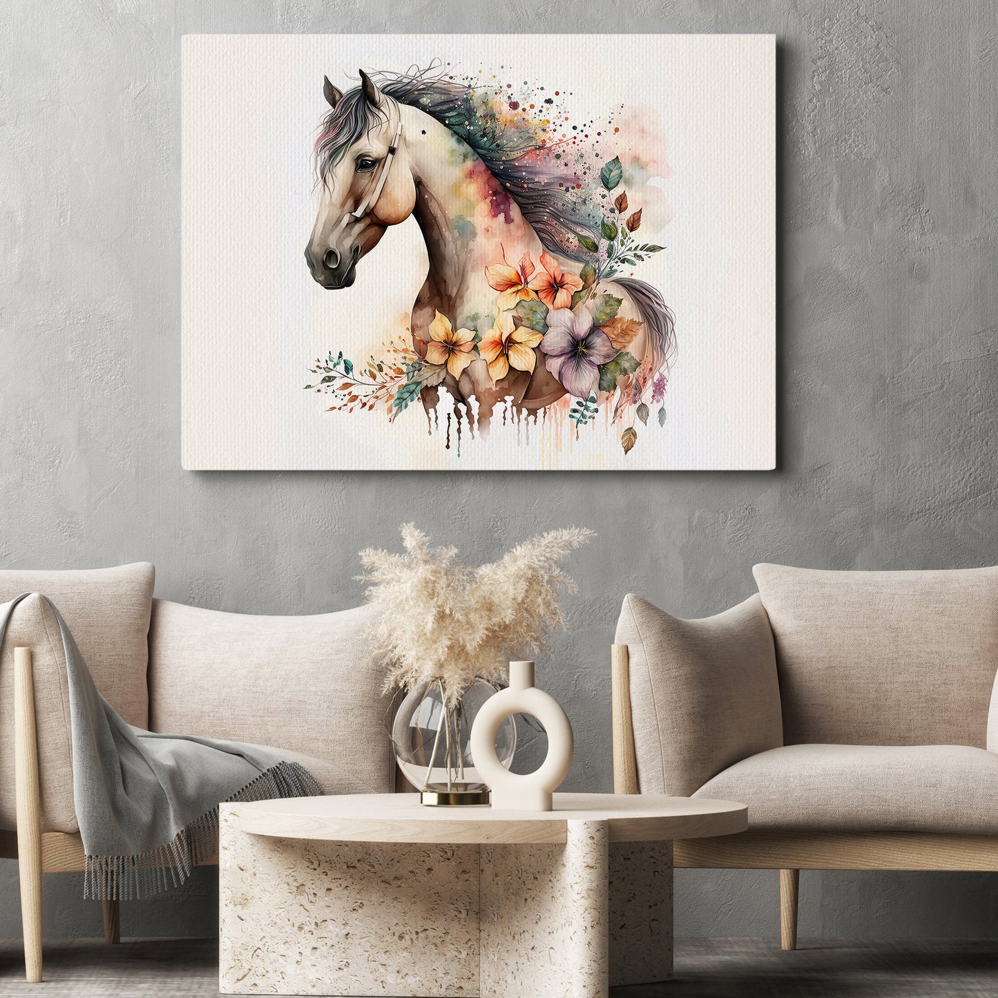 Striking Floral Horse Canvas Wall Art - Modern Animal Poster Gift | Vibrant Home Artwork Print For Living Room (Copy)