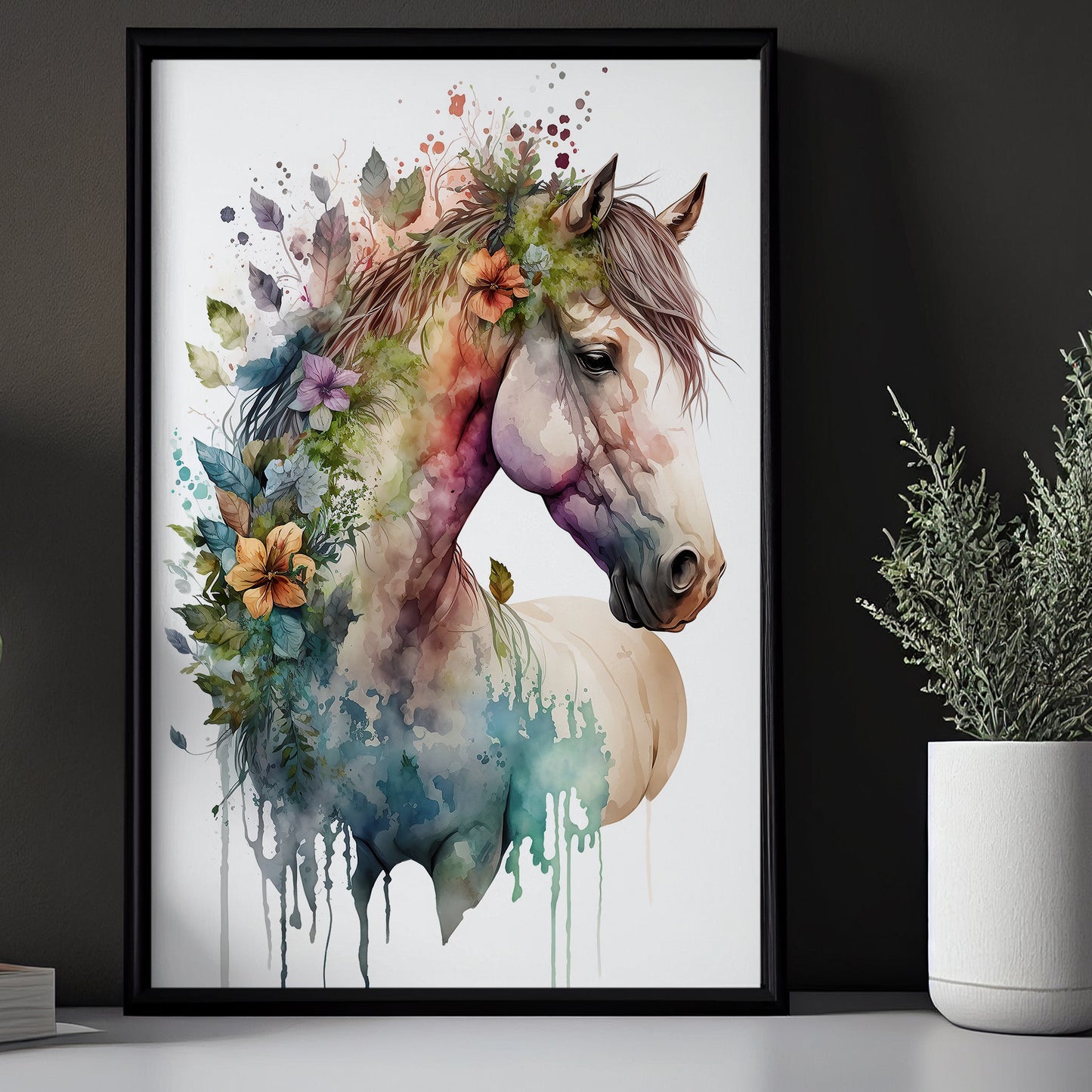 Striking Floral Horse Canvas Wall Art - Modern Animal Poster Gift | Vibrant Home Artwork Print For Living Room (Copy)