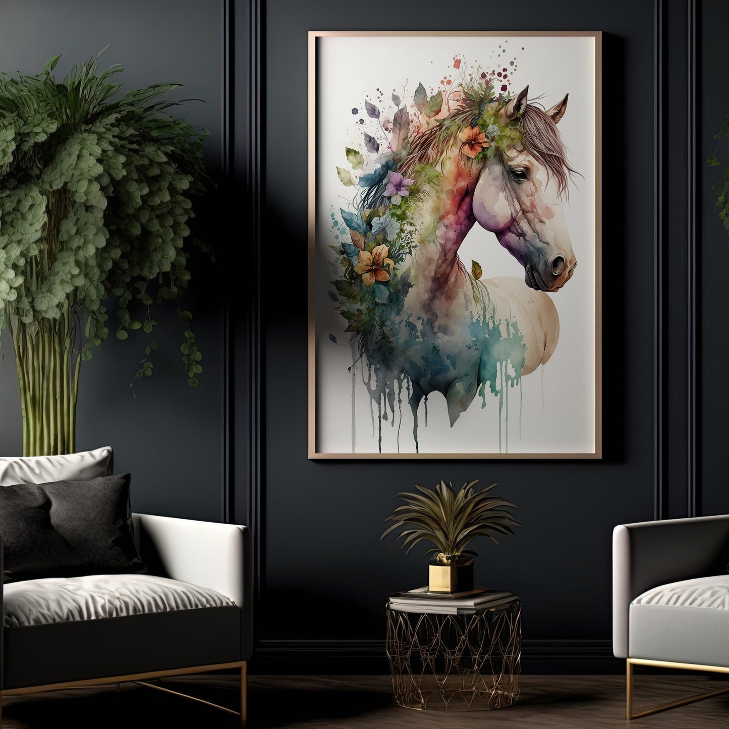 Striking Floral Horse Canvas Wall Art - Modern Animal Poster Gift | Vibrant Home Artwork Print For Living Room (Copy)