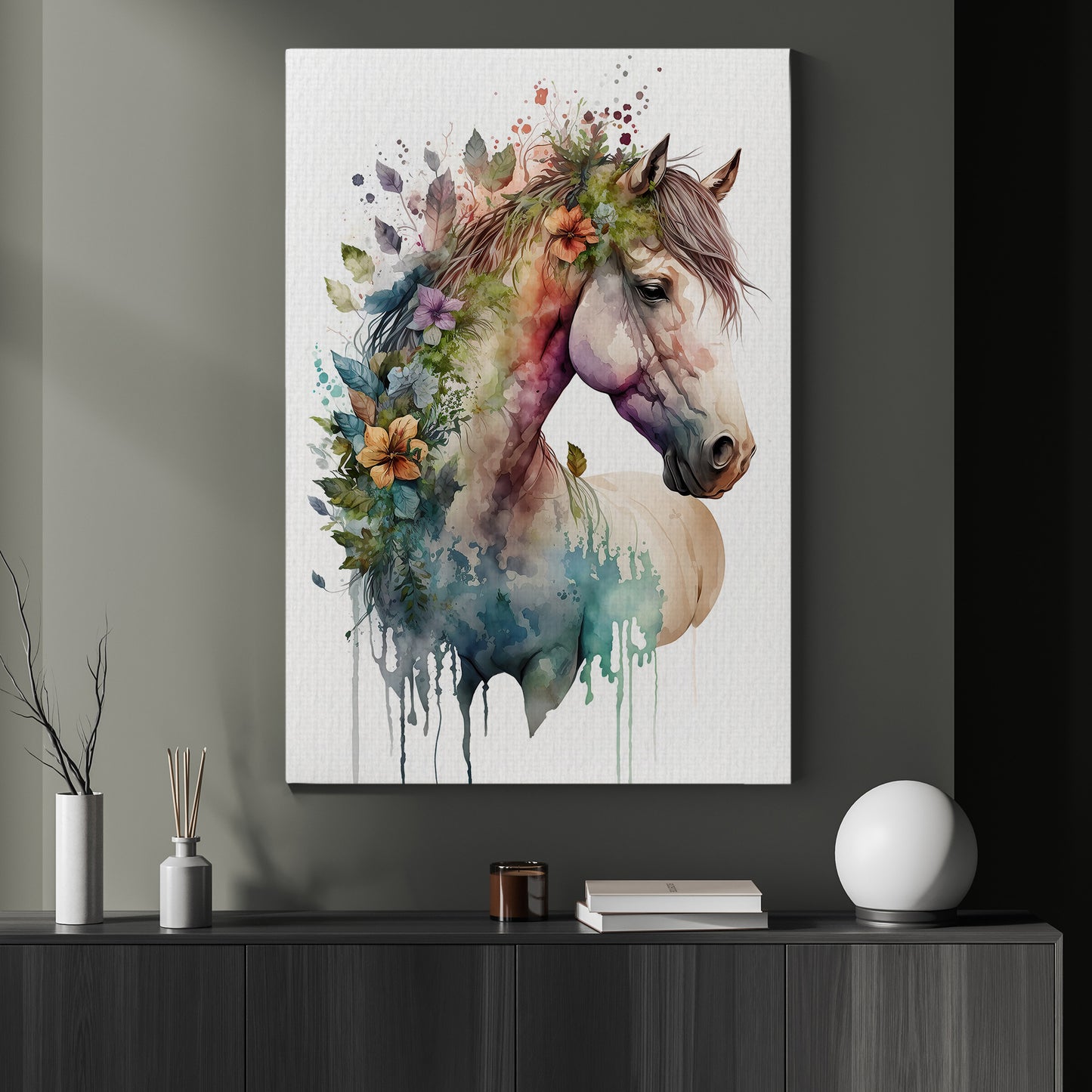 Striking Floral Horse Canvas Wall Art - Modern Animal Poster Gift | Vibrant Home Artwork Print For Living Room (Copy)