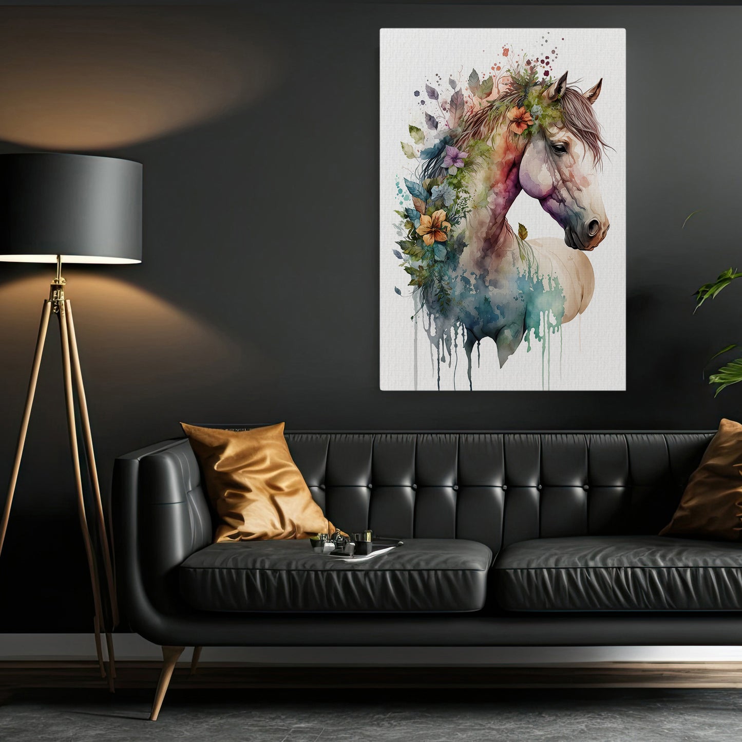 Striking Floral Horse Canvas Wall Art - Modern Animal Poster Gift | Vibrant Home Artwork Print For Living Room (Copy)