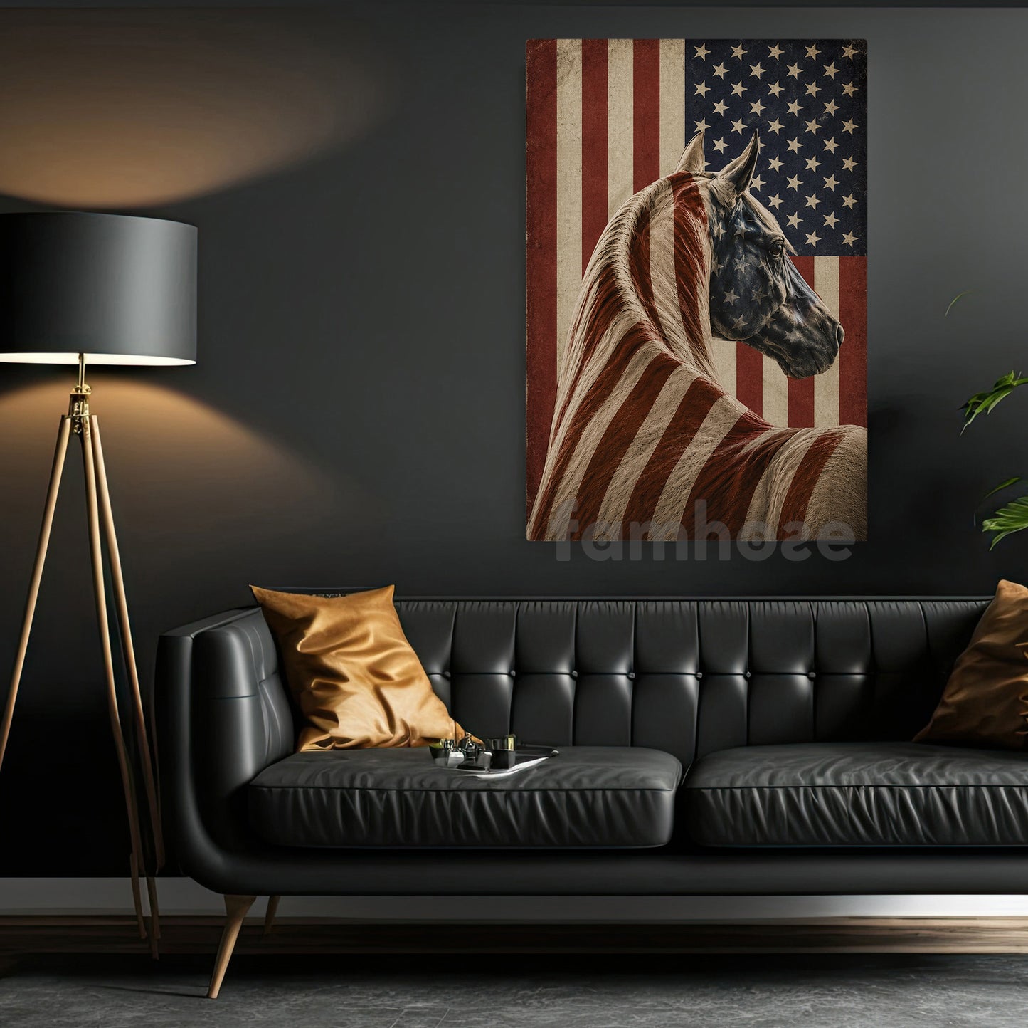 July 4th Horse Canvas Painting, Spirit Of America Horse Wall Art Decor, Independence Day Poster Gift For Horse Lover