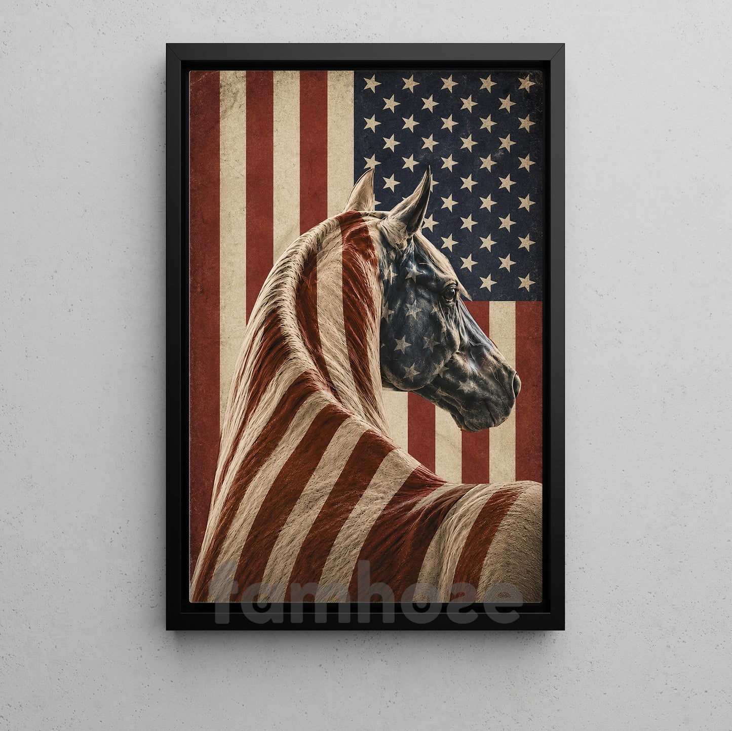 July 4th Horse Canvas Painting, Spirit Of America Horse Wall Art Decor, Independence Day Poster Gift For Horse Lover