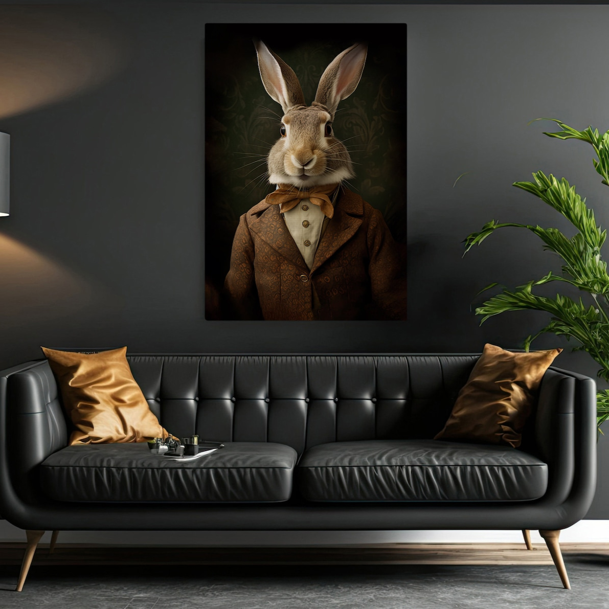 Victorian Rabbit Male In Suit, Rabbit Canvas Painting, Gothic Wall Art Decor - Poster Gift For Rabbit Lovers