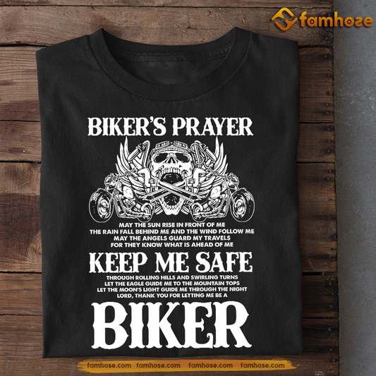 Motorcycle T-shirt, Biker's Prayer Keep Me Safe, Gift For Motorcycle Lovers, Biker Tees
