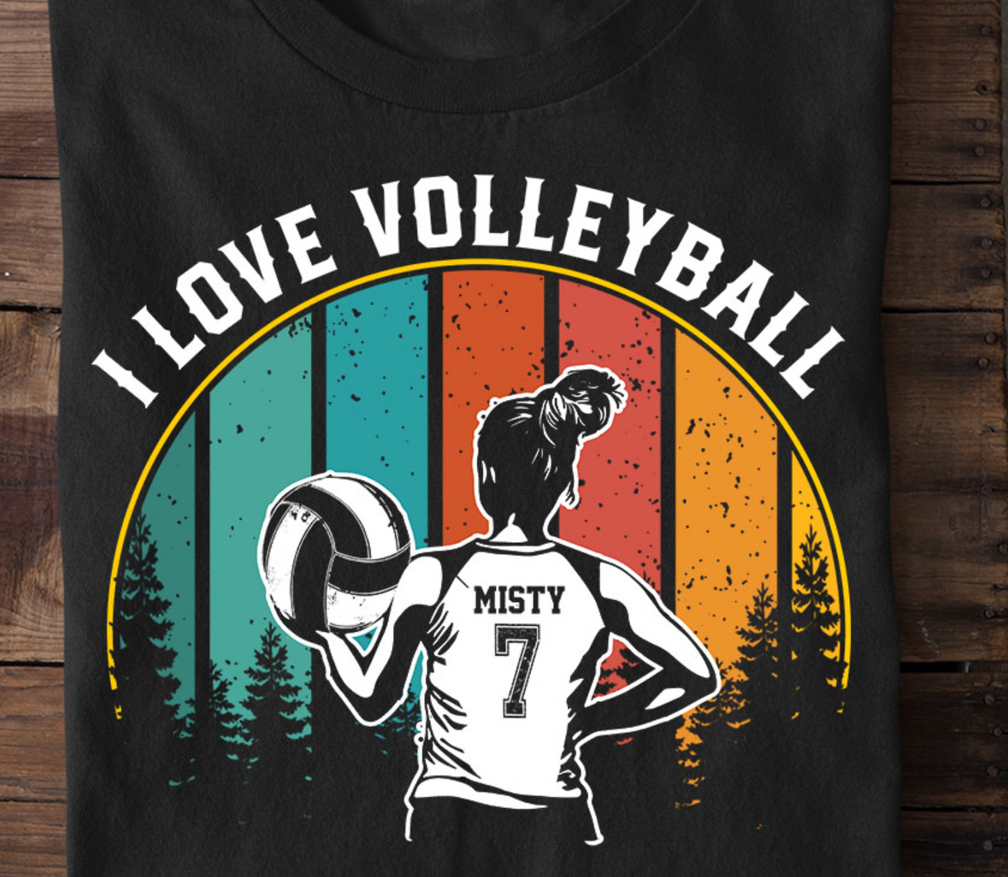 Personalized Volleyball Girl T-shirt, I Love Volleyball Vintage Sport Tees Gift For Volleyball Lovers