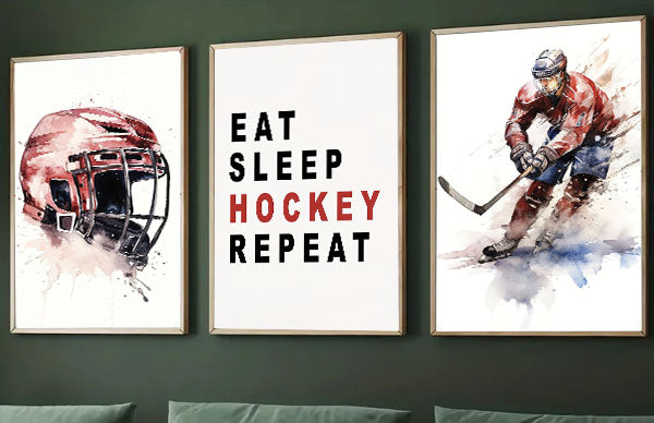 Set Of 3 Motivational Hockey Canvas Painting, Funny Hockey Wall Art Decor, Poster Gift For Hockey Lovers