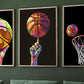 Set Of 3 Basketball Canvas Painting, Basketball Wall Art Decor, Poster Gift For Basketball Lovers
