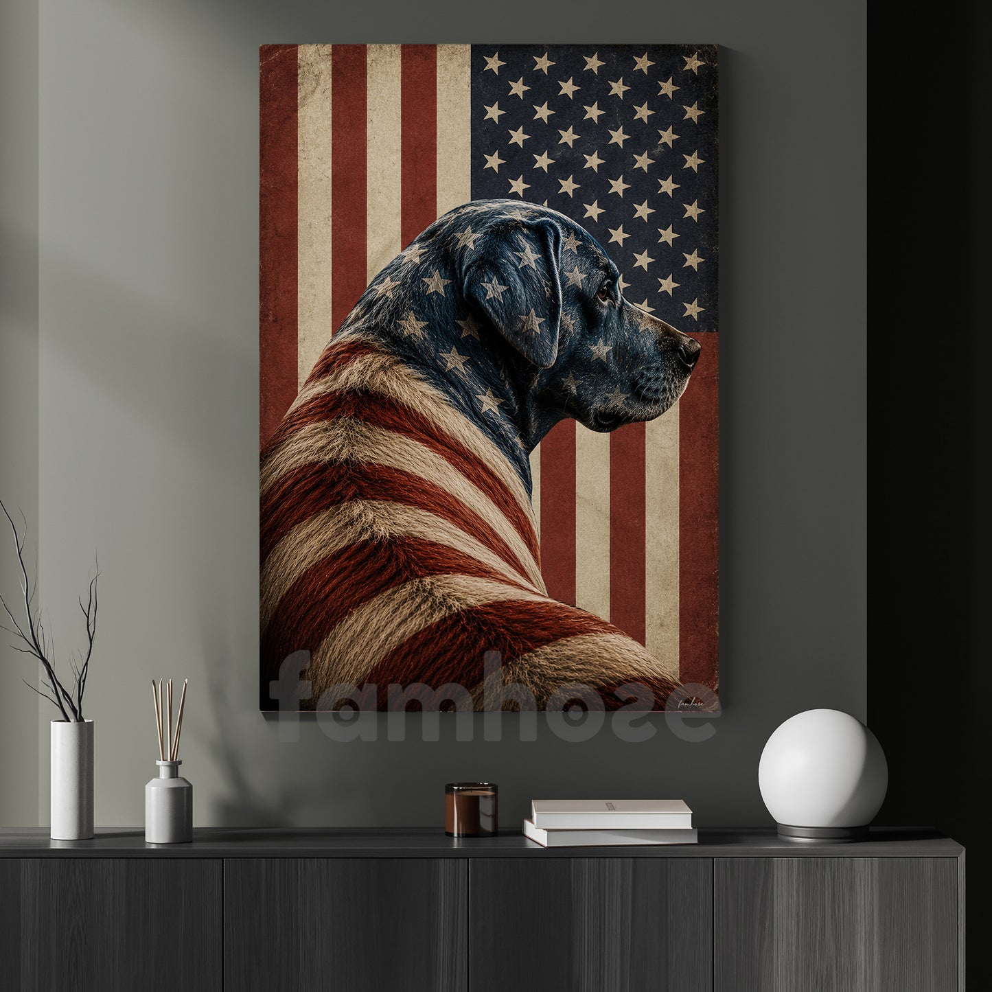 July 4th Labrador Retriever Dog Canvas Painting, Stars Stripes And Loyalty Wall Art Decor, Independence Day Poster Gift For Labrador Retriever Lover