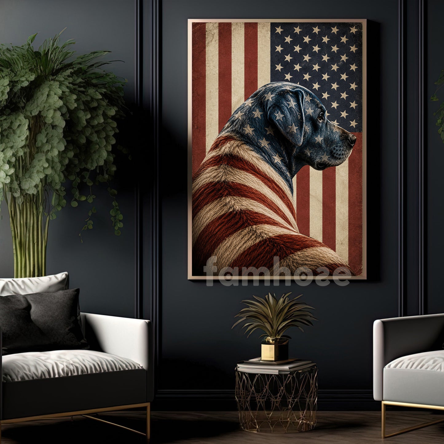 July 4th Labrador Retriever Dog Canvas Painting, Stars Stripes And Loyalty Wall Art Decor, Independence Day Poster Gift For Labrador Retriever Lover