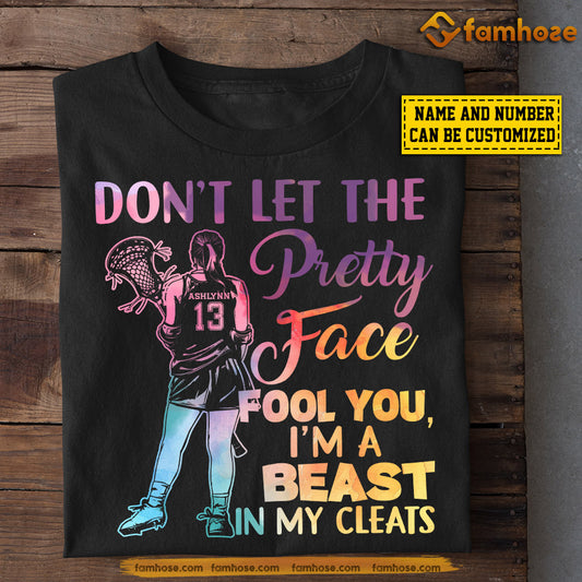 Funny Personalized Lacrosse Girl T-shirt, I'm A Beast In The Cleats, Gift For Lacrosse Lovers, Lacrosse Girl Player