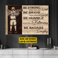Personalized Motivational Lacrosse Boy Canvas Painting, Be Strong Be Brave Be Humble, Sports Quotes Wall Art Decor, Poster Gift For Lacrosse Lovers