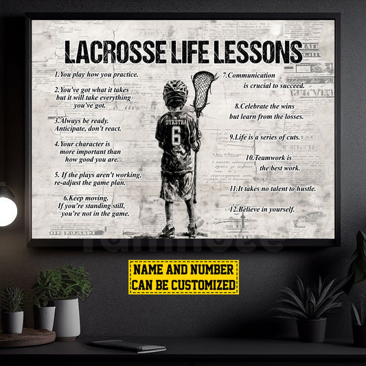 Personalized Lacrosse Boy Canvas Painting For Kids - Inspiring Quotes Life Lessons Poster Gift For Young Lacrosse Fans