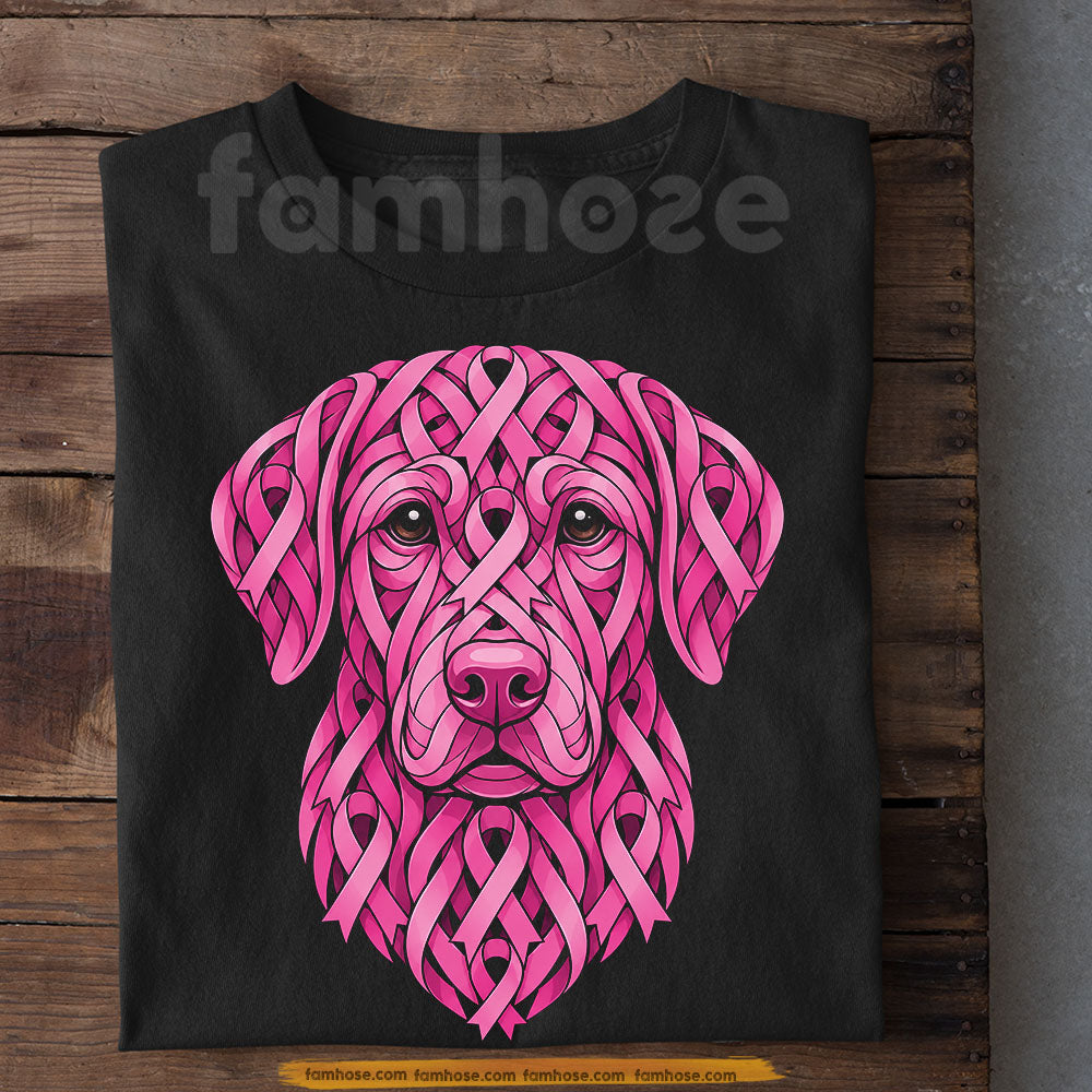 Breast Cancer Awareness Labrador Dog T-shirt, Pink Ribbon Labrador Tees Gift For Dog Lover