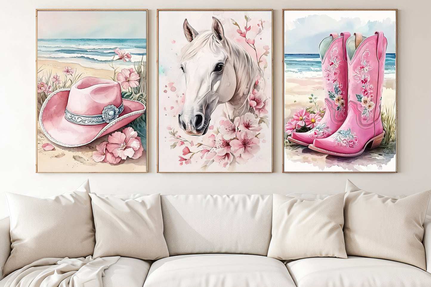 Set Of 3 Cowgirl Canvas Painting, Cowgirl Dream Wall Art Decor, Poster Gift For Cowgirl Lovers