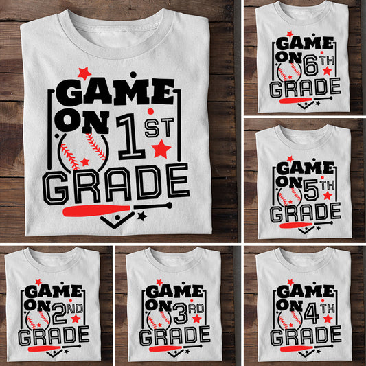 Baseball Kids T-shirt, Game On Grade Can Be Changed, Back To School Gift For Baseball Lovers, Baseball Tees