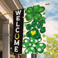 Four-Leaf Clover Dog Paw Garden Flag & House Flag, Welcome Outdoor Decor, St Patrick's Day Yard Flag Gift For Irish Lover