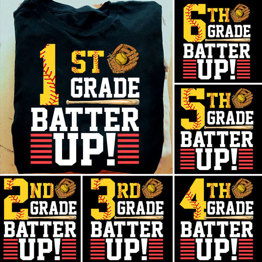 Personalized Softball T-shirt, Batter Up Grade Can Be Changed, Back To School Gift For Softball Lovers, Softball Tees