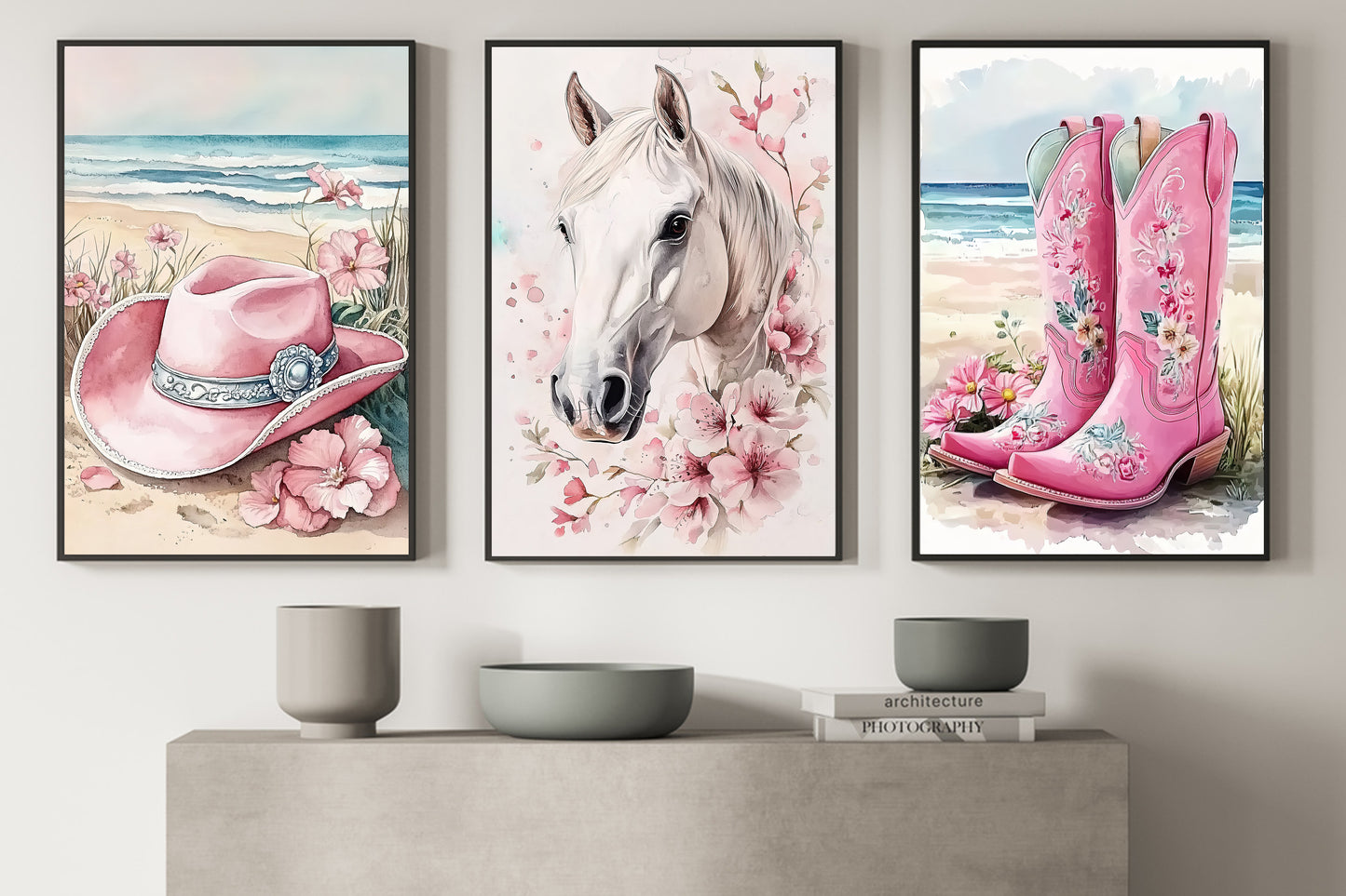 Set Of 3 Cowgirl Canvas Painting, Cowgirl Dream Wall Art Decor, Poster Gift For Cowgirl Lovers