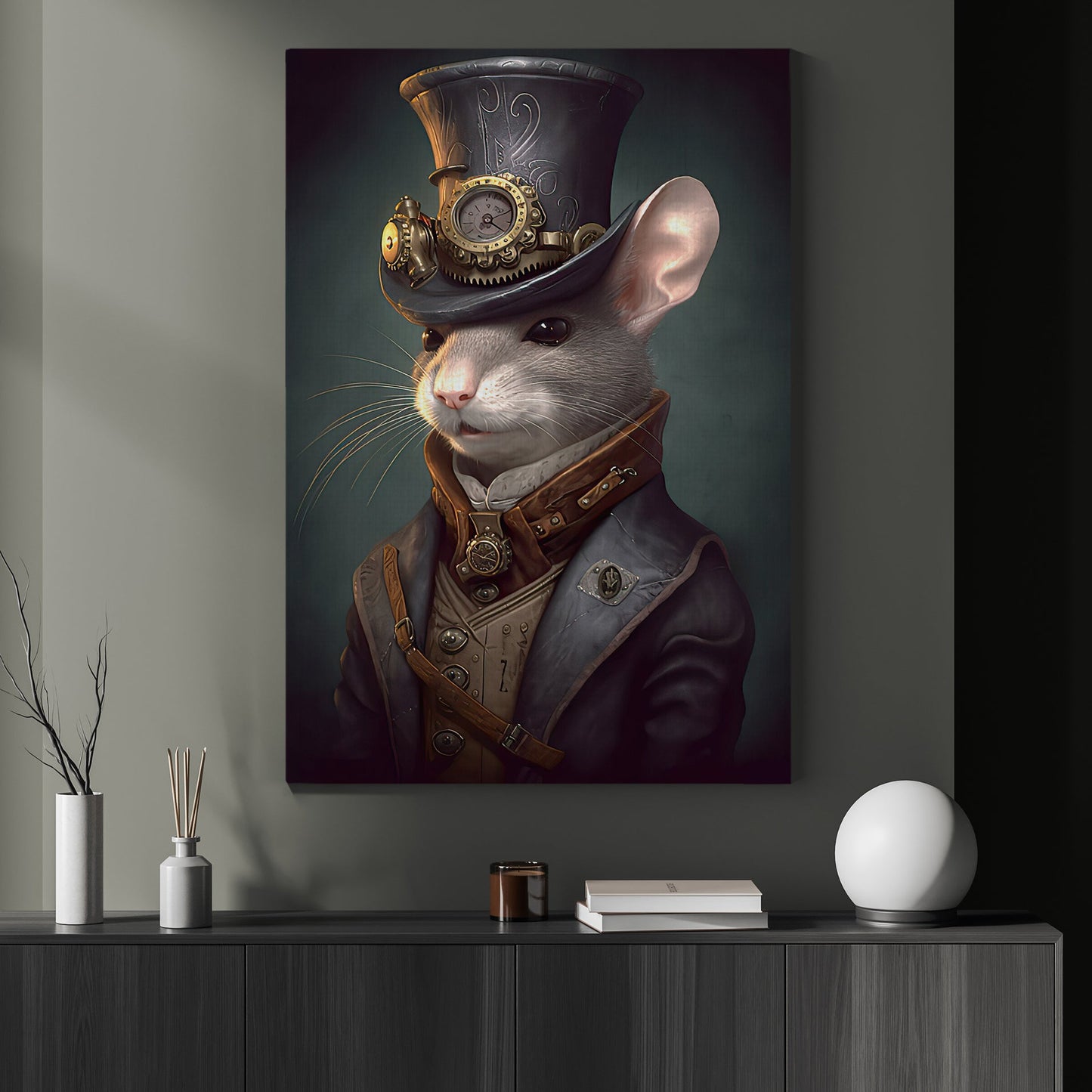 The Steampunk Mouse Chronicles, Victorian Mouse Canvas Painting, Victorian Animal Wall Art Decor, Poster Gift For Rat Lovers