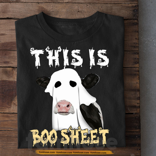 Funny Halloween Cow Boo T-shirt, This is Boo Sheet Tees Spooky Season Gift For Cow Lovers