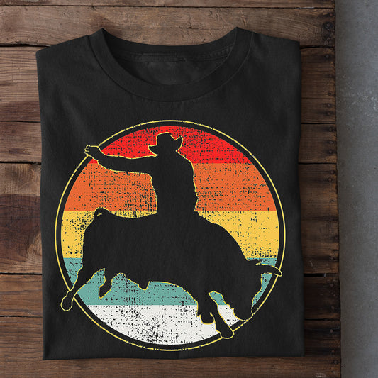 Bull Riding T-shirt, Rodeo Sunset Silhouette, Bull Riders Lover Gift, Bull Rider Tees