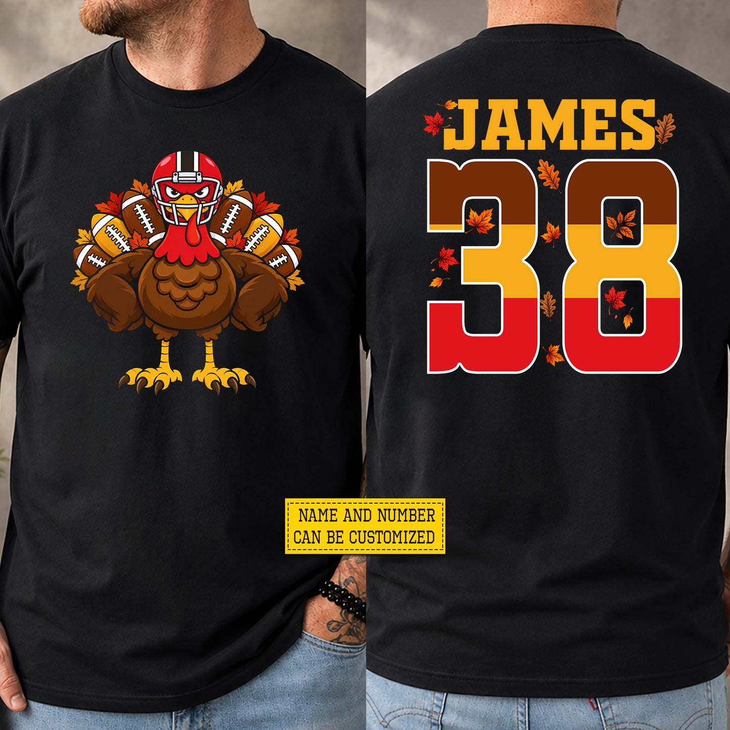 Personalized Thanksgiving Football Turkey Two-sided T-shirt, Turkey’s Ready For Game Day Tees Thankful Gift For Football Lover