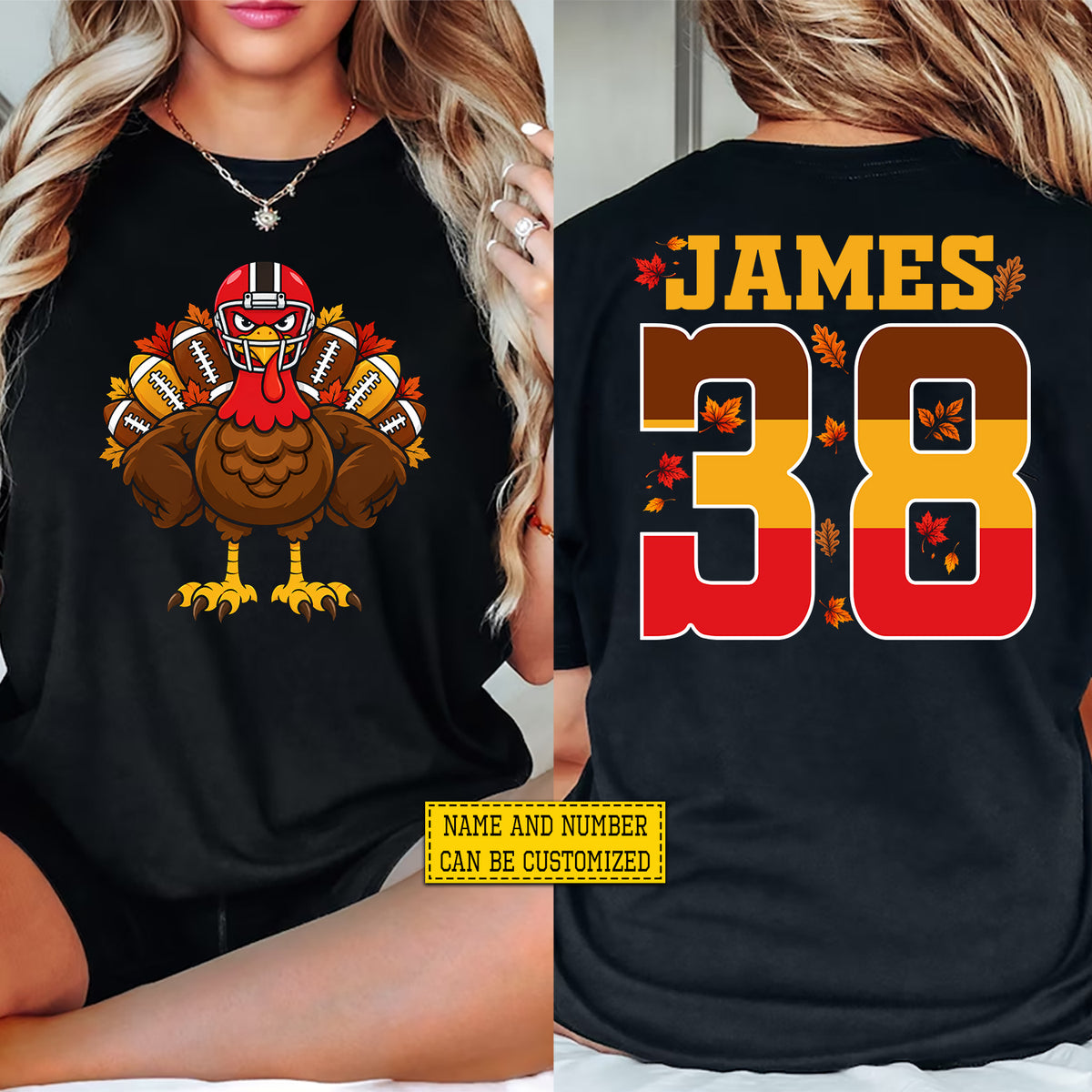 Personalized Thanksgiving Football Turkey Two-sided T-shirt, Turkey’s Ready For Game Day Tees Thankful Gift For Football Lover