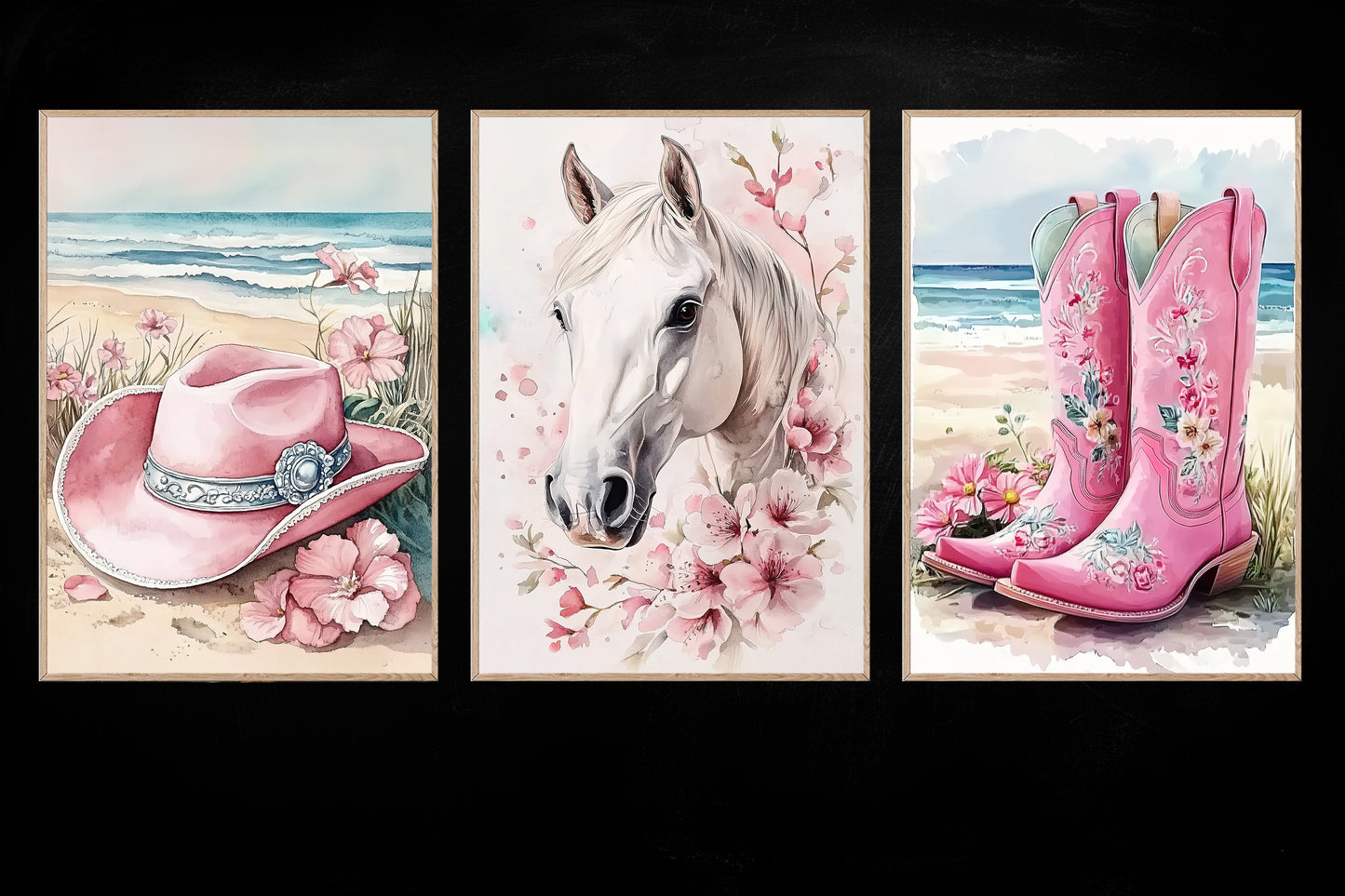Set Of 3 Cowgirl Canvas Painting, Cowgirl Dream Wall Art Decor, Poster Gift For Cowgirl Lovers
