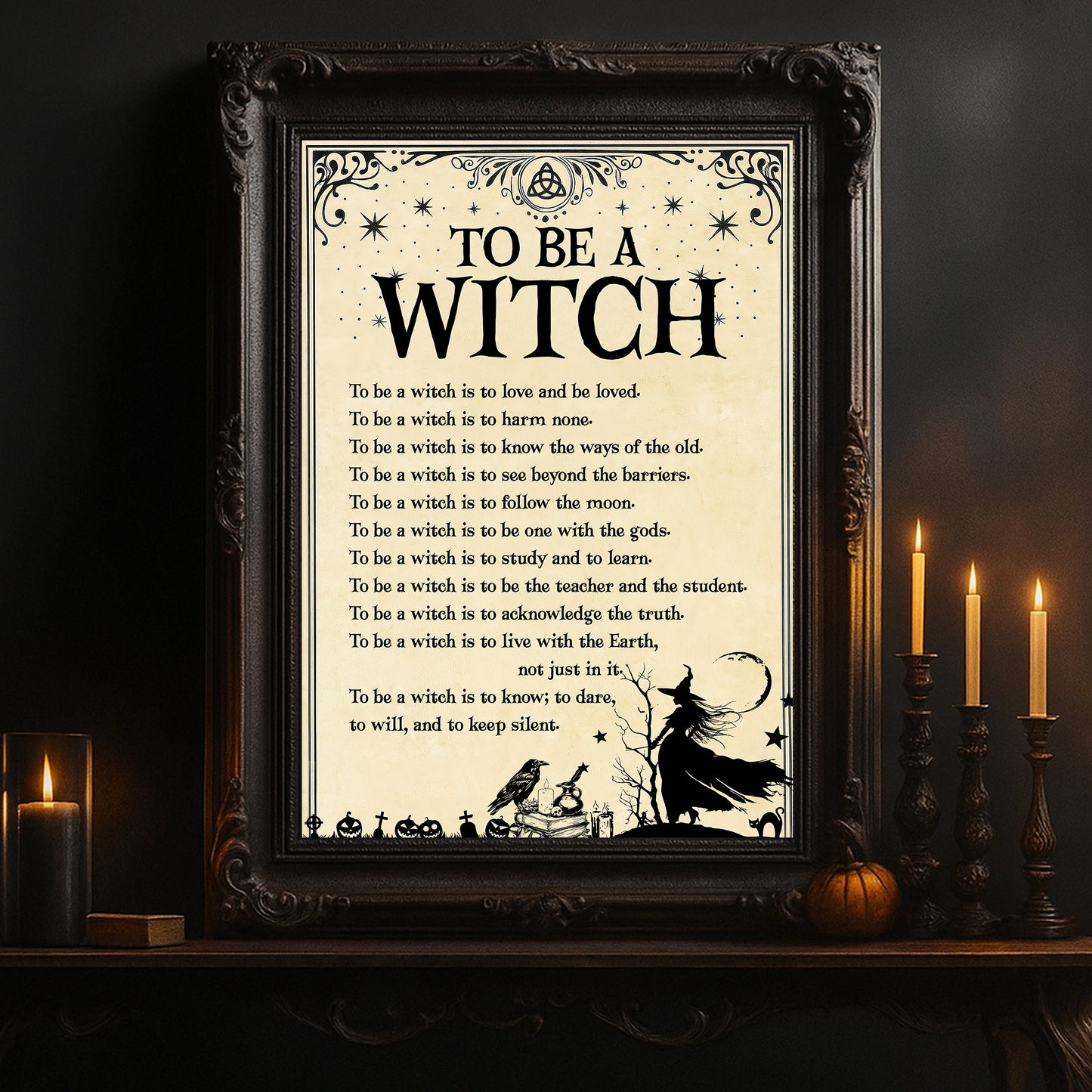 Halloween Witch Canvas Painting, To Be A Witch Wall Art Decor, Spooky Season Poster Gift For Witch Lovers