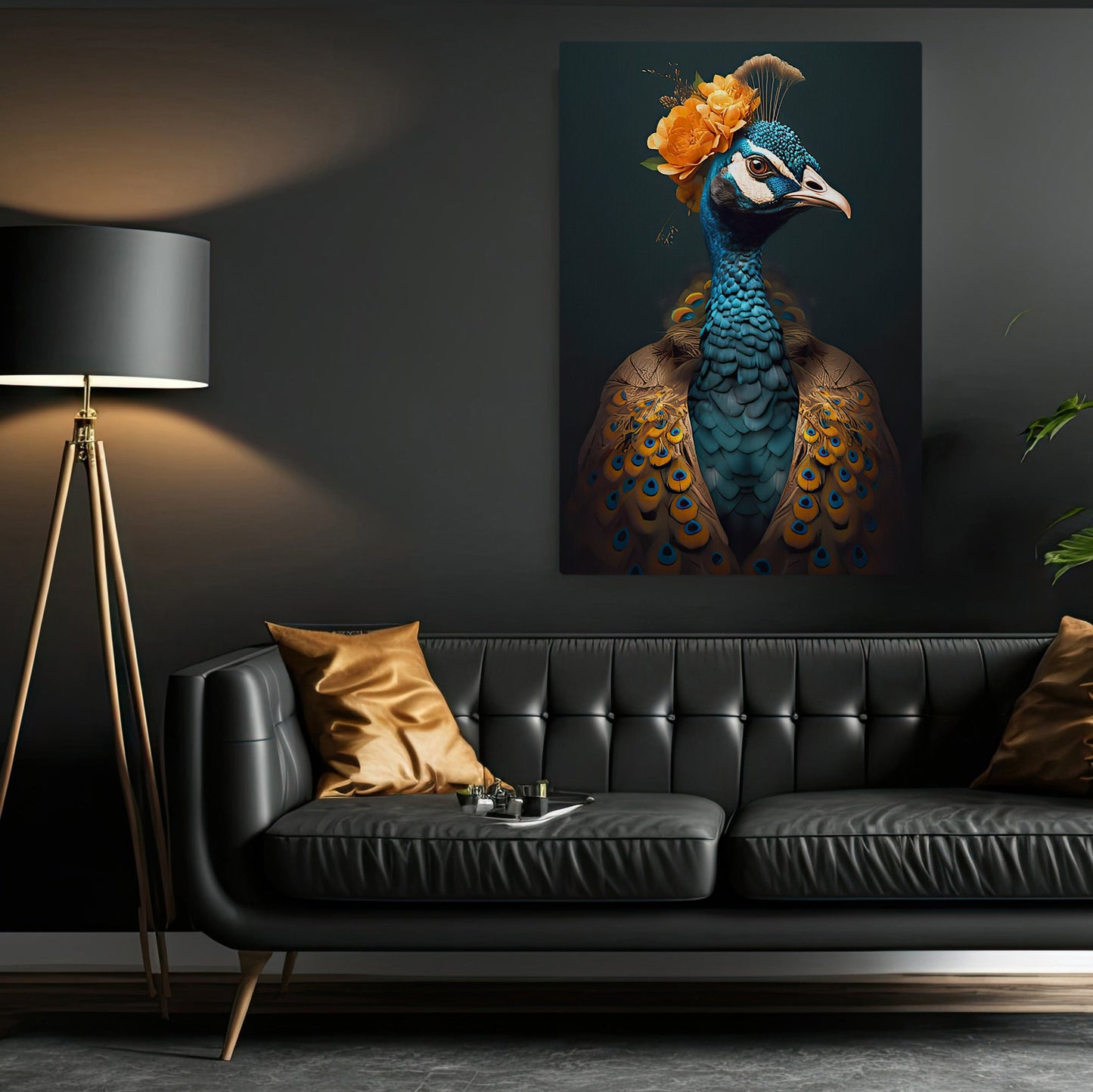 The Majestic Peacock Portrait, Victorian Peacock Canvas Painting, Victorian Animal Wall Art Decor, Poster Gift For Peacock Lovers