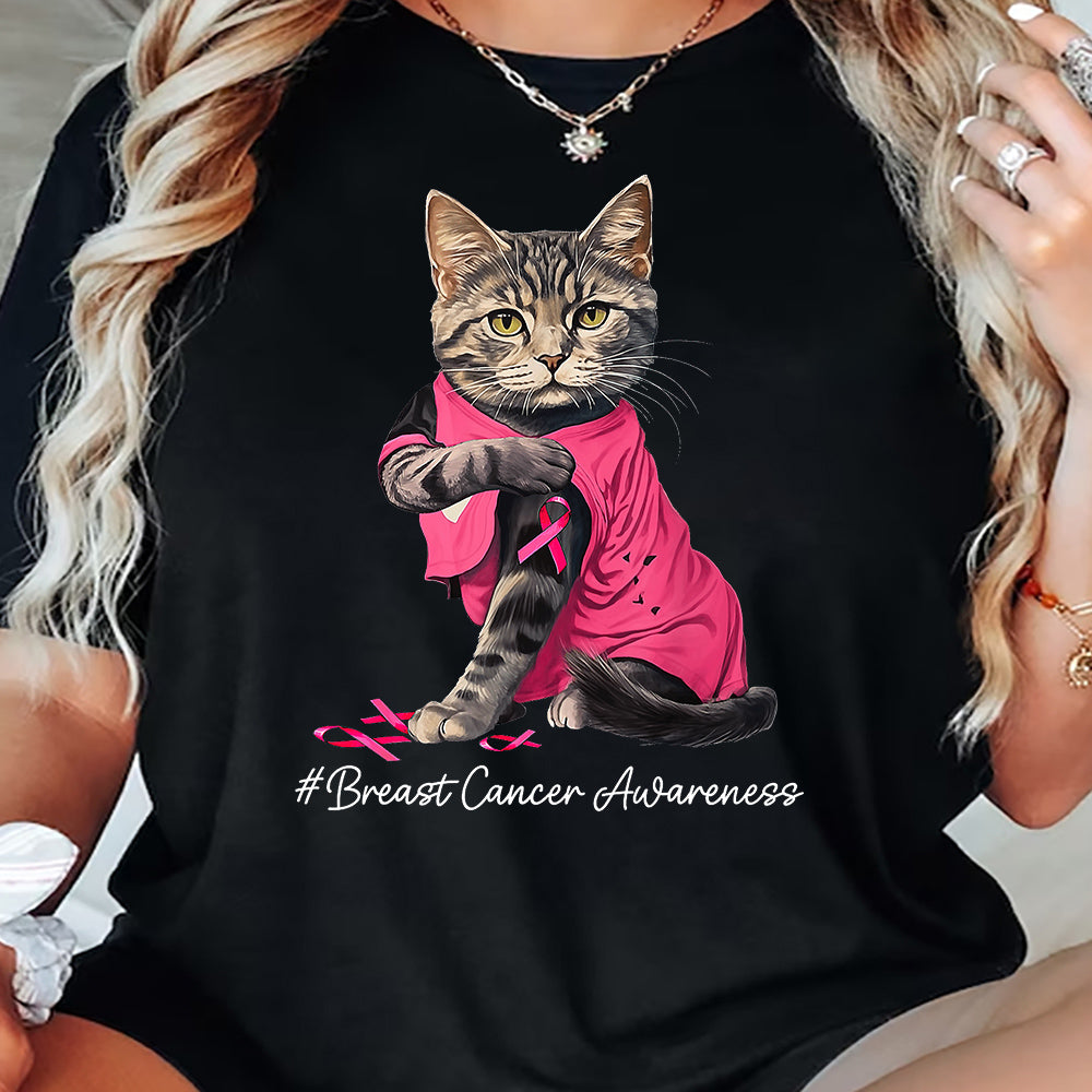 Cool Cat T-shirt, Look At Me, Gift For Cat Lovers Who Supports Breast Cancer Awareness
