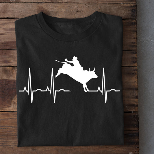 Bull Riding T-shirt, Heartbeat of the Rodeo, Bull Riders Lover Gift, Bull Rider Tees