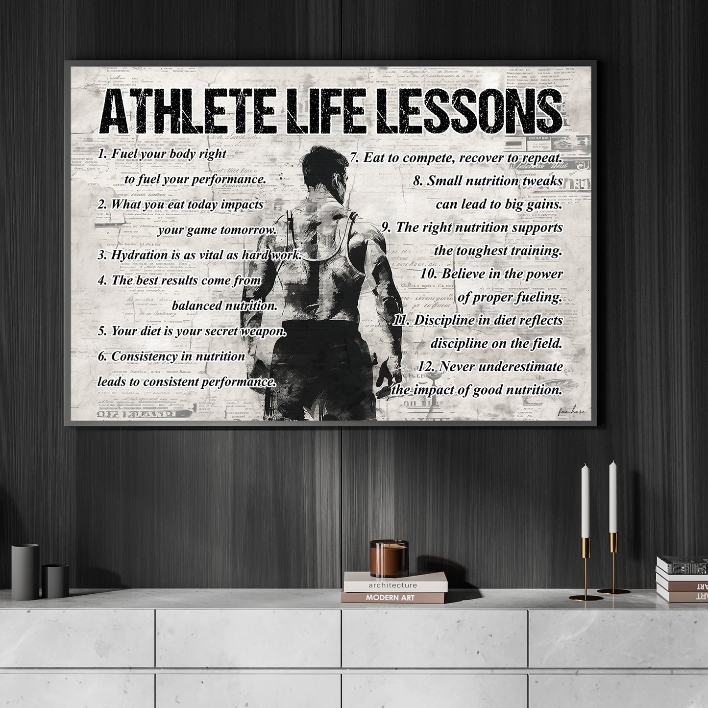 Athlete Life Lessons, Personalized Motivational Athlete Canvas Painting, Sports Quotes Wall Art Decor, Poster Gift For Athlete Lovers