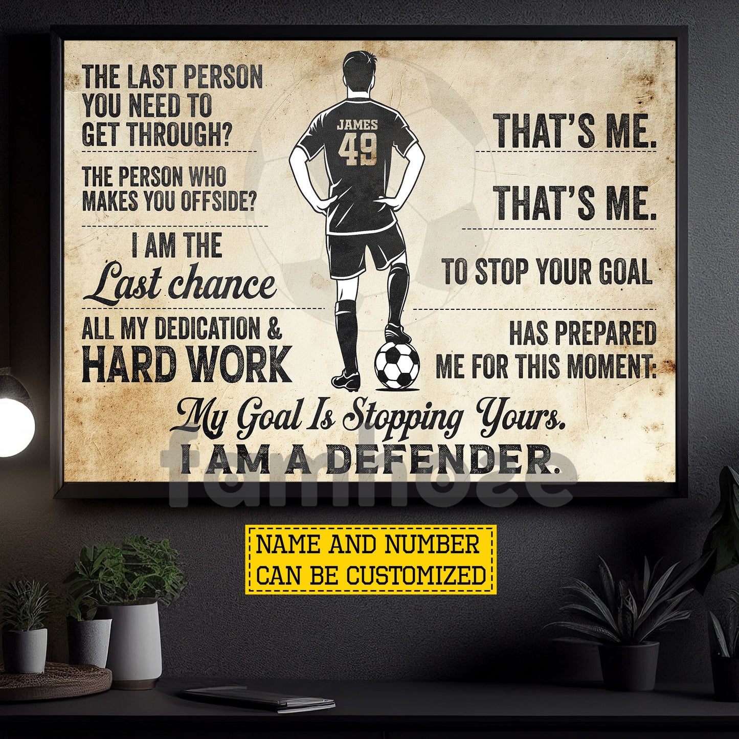 Personalized Defender Soccer Canvas Painting, I Am A Defender Sport Wall Art Decor, Poster Gift For Soccer Lover