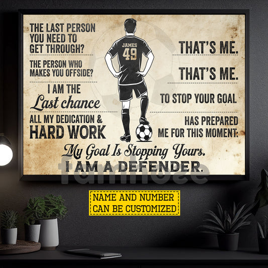 Personalized Defender Soccer Canvas Painting, I Am A Defender Sport Wall Art Decor, Poster Gift For Soccer Lover